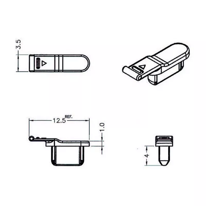 Kontaktligzdas drošības pārsegs DELOCK 64033, melns, 5×12.5×3.5 mm, iepakojumā 10 gab.