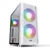 PC korpuss MODECOM AMIRANI ARGB Midi Tower balts — ATX/ITX, 35 cm GPU, 16,5 cm CPU dzesētājs, 2x200 mm ventilatori