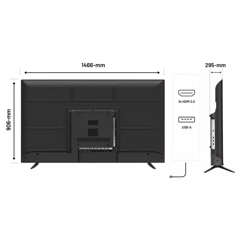 164,0 cm/65 inch (3840x2160) JAPANNEXT JN-IPS650UHD60F 16:9 IPS 60Hz HDMI USB WLAN Speaker Melns