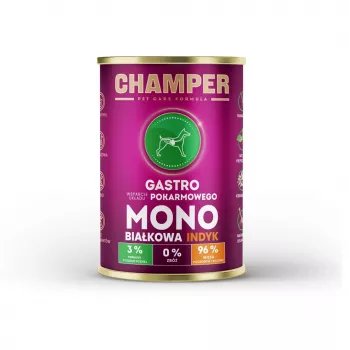 CHAMPER Gastro Monoprotein Turkey - mitrā suņu barība - 400g