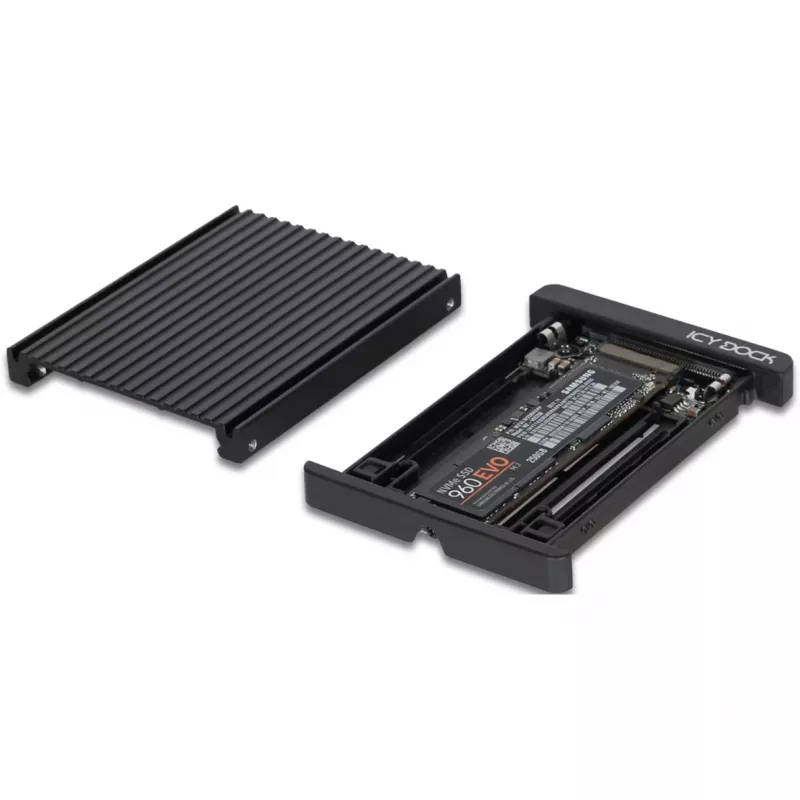 EZConvert MB705M2P-B, pārveidotājs melns, M.2 PCIe NVMe SSD uz 2,5 collu un 2 PCIe SSD pārveidotājs / adapteris