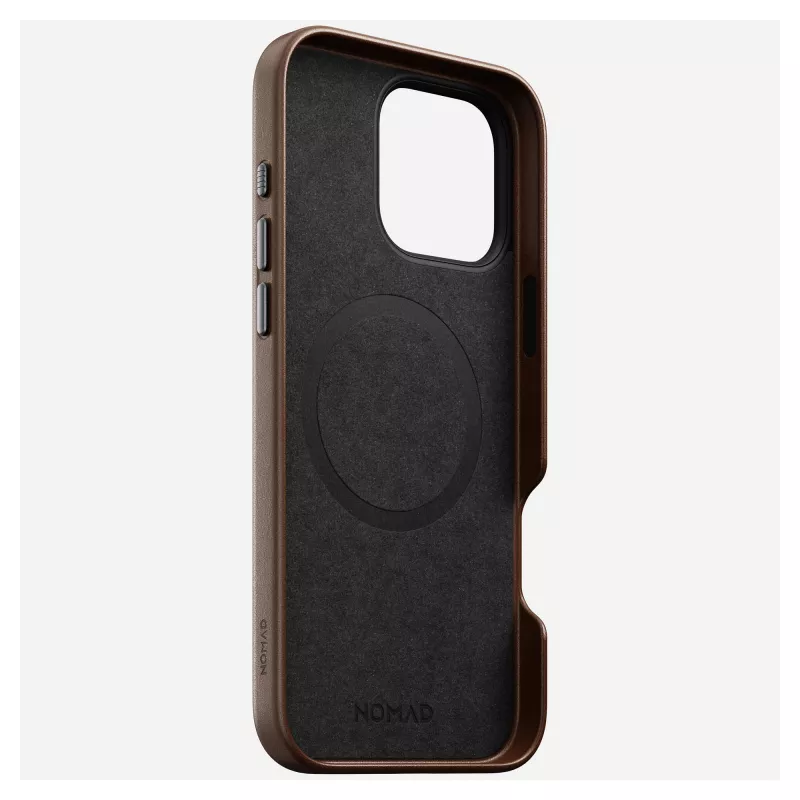 Mobilā telefona vāciņš Nomad NM01389385 iPhone 16 Pro Max, 17,5 cm (6,9 collas), brūns, alumīnijs/PC/mikrošķiedra/āda