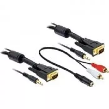 Video kabeļa adapteris DeLOCK 84453 3 m VGA D-Sub + 3,5 mm melns