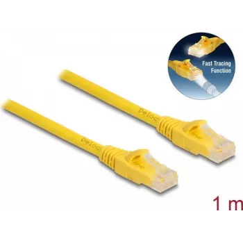 Delock - Patch-kabelis - RJ-45 (M) to RJ-45 (M) - 1 m - 6.1 mm - UTP - CAT 6a - Halogen-Free, Fast Tracing - dzeltena
