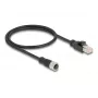 DeLOCK M12 adaptera kabelis D-kodēts 4 kontaktu sievišķais uz RJ45 vīrišķais 50 cm