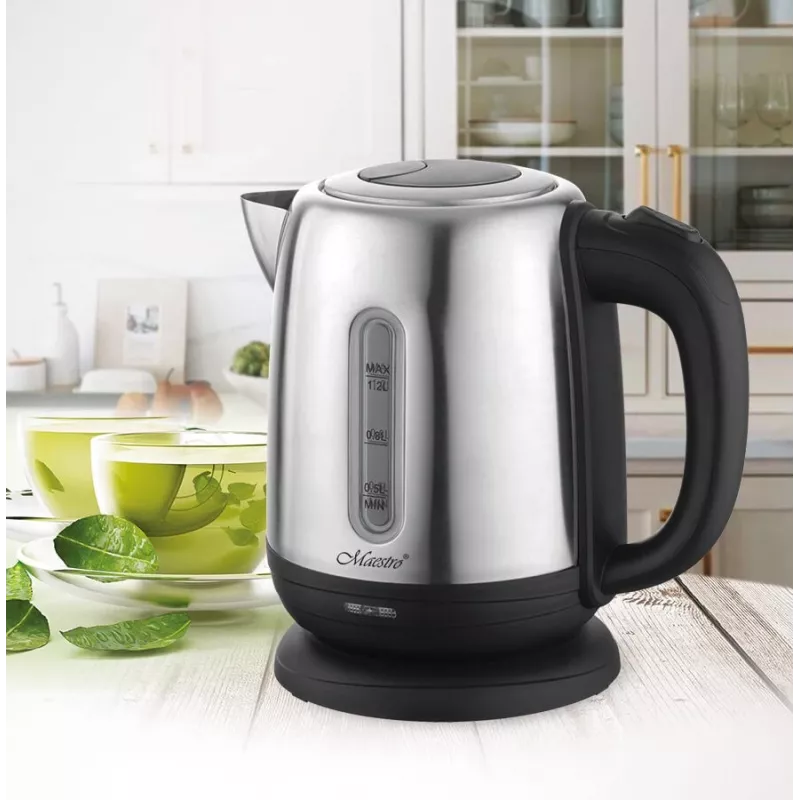 Elektriskā tējkanna Maestro MR-027 1,2 L 1630 W nerūsējošais tērauds, pretaplikšņu filtrs, ūdens līmeņa indikators