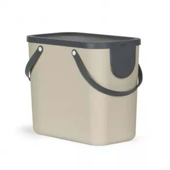 Rotho Albula 25 L taisnstūra glabāšanas/atkritumu konteiners, cappuccino, tehnopolimērs, 25 L, 400×235×340 mm
