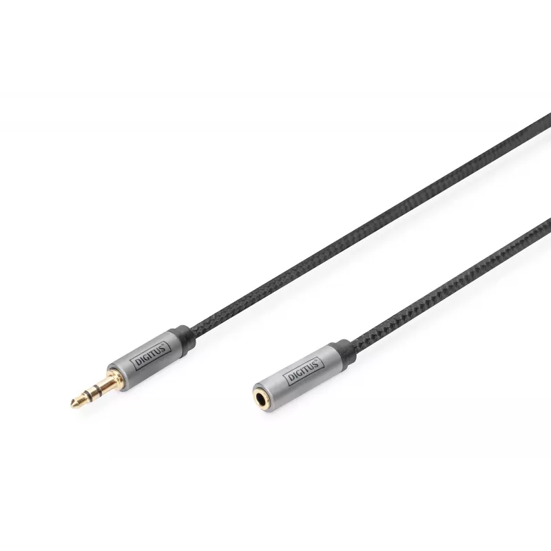 Digitus Audio Extension kabelis 3.5mm jack to 3.5mm socket 1.8m Melns