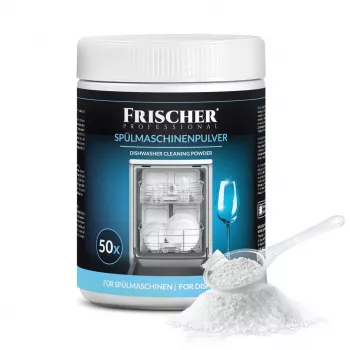 Trauku mazgājamās mašīnas tīrīšanas pulveris FRISCHER FR00122_1000, 1 kg, automātiskajām trauku mazgājamajām mašīnām, plastmasas burkā