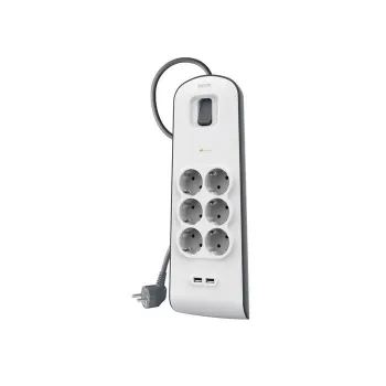Strāvas sadalītājs Belkin BSV604VF2M-V2 — 6 kontaktligzdas, 2× USB-A, 2 m kabelis