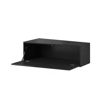 TV statīvs Cama Meble VIGO SLANT '90' – 900×400×300 mm, melna virsma (skaidu plātne), melns rāmis, spīdīgs