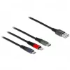 USB lādēšanas kabelis DeLOCK 3 vienā Type-A uz Lightning Micro USB USB Type-C 30 cm