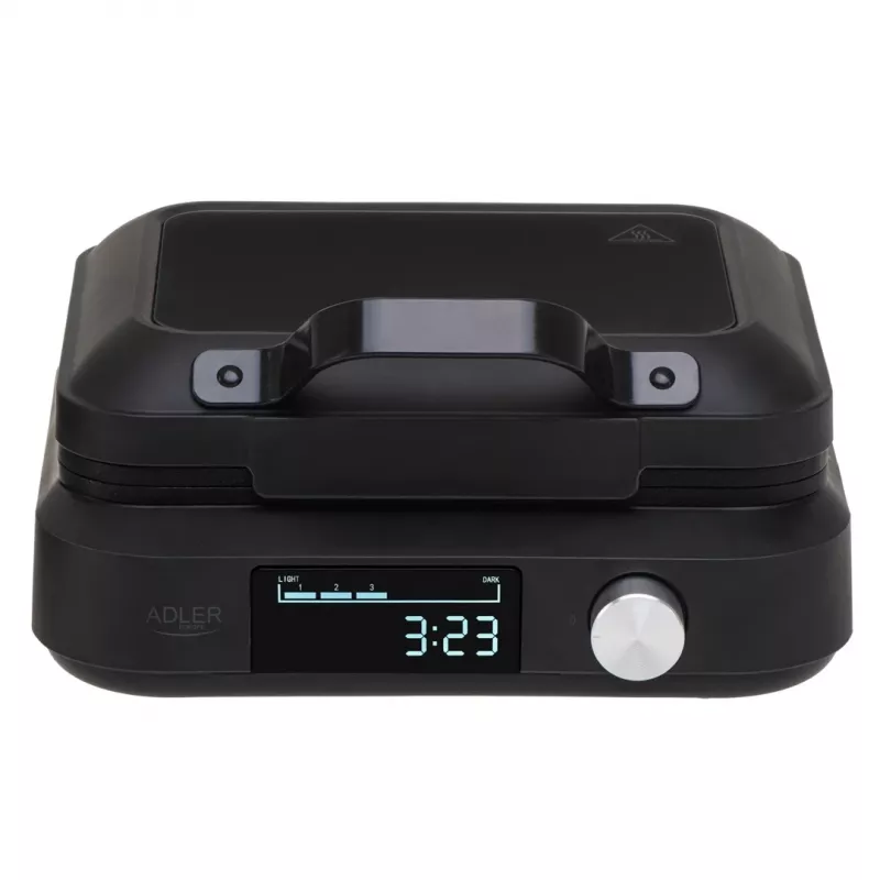 Vafeļu cepējs Adler AD 3087 — elektriskais Beļģu vafeļu dzelzs, 2200 W, 2 taisnstūrveida plāksnes 9×17 cm, melns