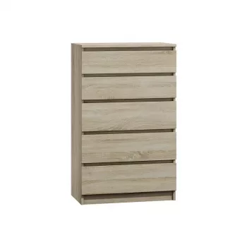 Kumode top e shop M5 SONOMA — 5 atvilktnes, ozola apdare, 700×400×1120 mm, skaidu plāksne