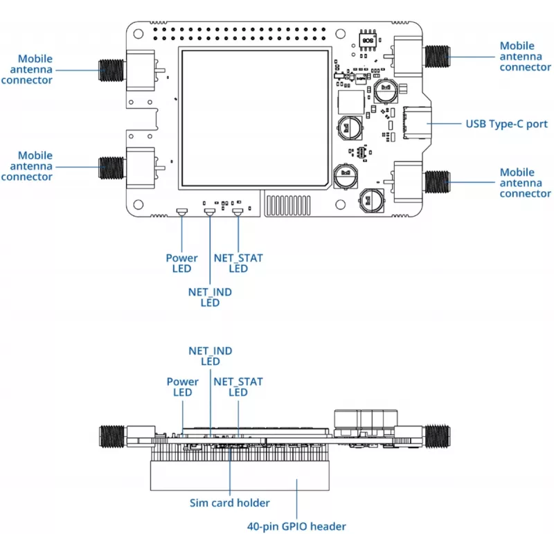 Tīkla modulis TELTONIKA Calyx 5G EBD050 Raspberry Pi 5, 5 V ieeja, 56 × 100,8 × 23,1 mm