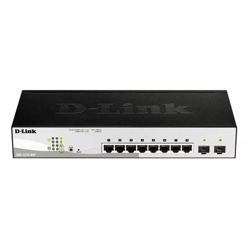D-Link DGS-1210-08P/E pārvaldāms L2 Gigabit Ethernet (10/100/1000) Power over Ethernet (PoE) melns