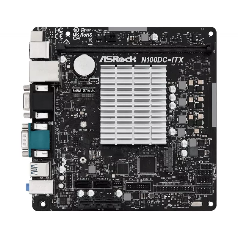 ASRock N100DC-ITX - Intel Quad-Core Processor N100 (līdz 3,4 GHz) DDR4 - 2 SATA3, atbalsta Intel Turbo Boost tehnoloģiju Mini ITX (280) mātesplates