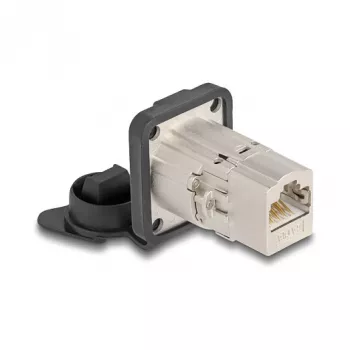 DeLOCK 67061 D-Type RJ45 Cat.6A STP iebūvējamais savienotājs ar aizsargvāciņu, IP66