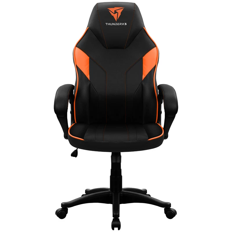 Spēļu krēsls Thunder X3 EC1 melni oranžs — ergonomisks dizains, regulējams augstums