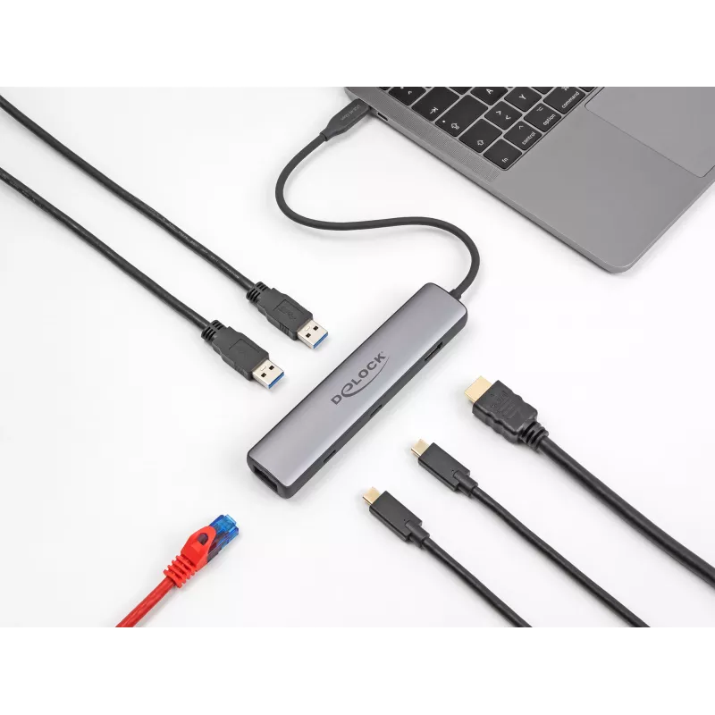 DeLOCK USB Type-C dokstacija 8K HDMI USB 10 Gbps 2.5 Gigabit LAN PD 100W