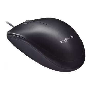 Logitech M90 vadu optiskā biroja pele — 1000 DPI, piemērota abām rokām, USB Type-A, melna