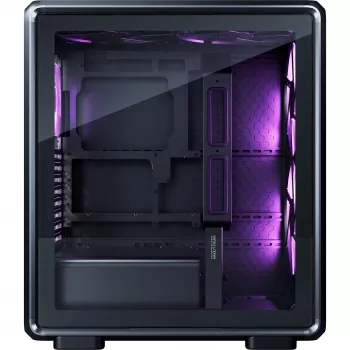 PC Case Cooler Master MasterFrame 500 Mesh Midi Tower — Melna ar caurspīdīgu sānu, atbalsta ATX/EATX, 2x200 mm priekšā, 1x120 mm aizmugurē