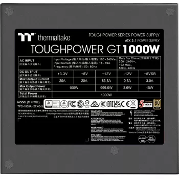 Barošanas bloks Thermaltake Toughpower GT 1000W 24-pin ATX melns