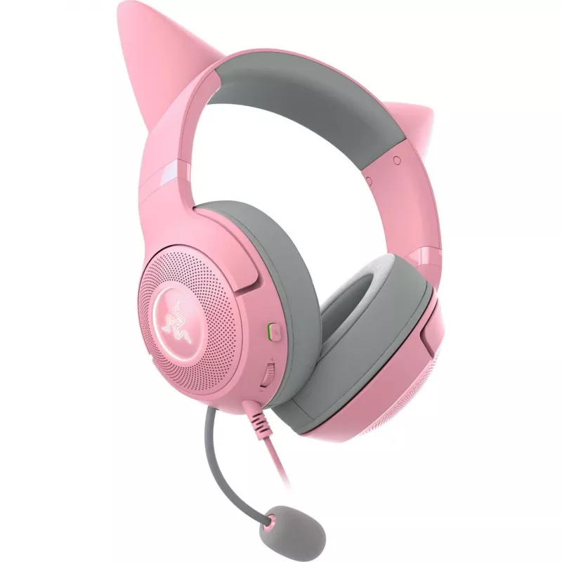 Vadu austiņas, kas novietojamas uz auss Razer RZ04-04730200-R3M1 — cirkumaurālas, 1,3 m kabelis, 353 g, rozā