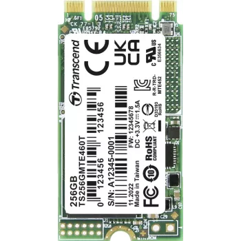 Transcend MTE460T 256 GB iekšējais M.2 PCIe NVMe SSD 2242 PCIe NVMe 3.0 x2 mazumtirdzniecības iepakojumā TS256GMTE460T (TS256GMTE460T)