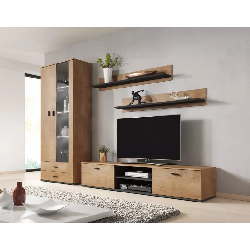 Cama set of two shelves 125cm SOHO lefkas oak/Melns