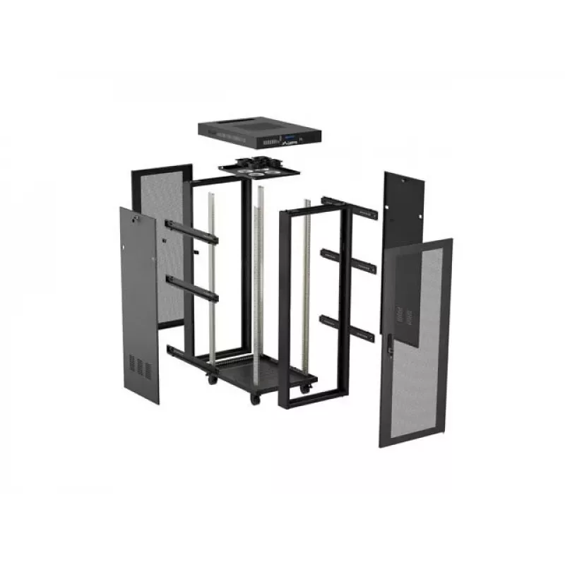 Brīvstāvošs statīva skapis LANBERG FF01-6824-23BL 24U 600×800 mm IP20 Melns