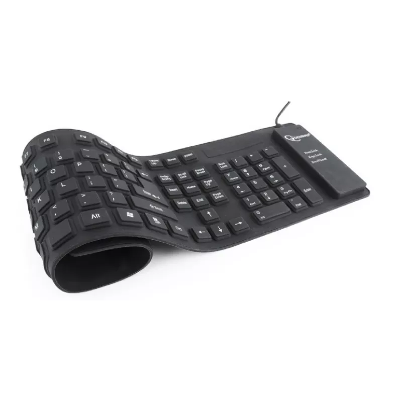 Silikona tastatūra USB+PS/2 melna