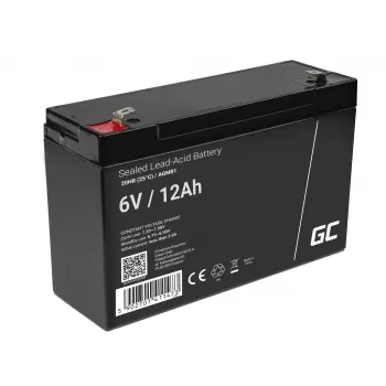 zaļa Cell AGM akumulators 6V 12Ah, hermētisks svina-skābes (VRLA), 94×151×50 mm, 1,65 kg