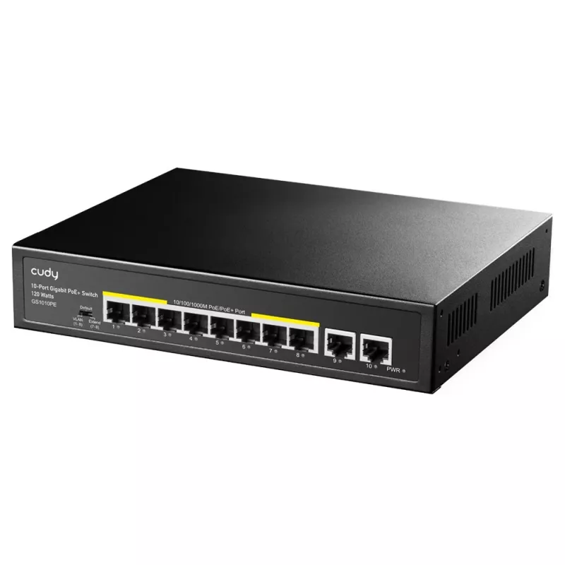 Cudy GS1010PE tīkla komutators Gigabit Ethernet 10 porti PoE Melns