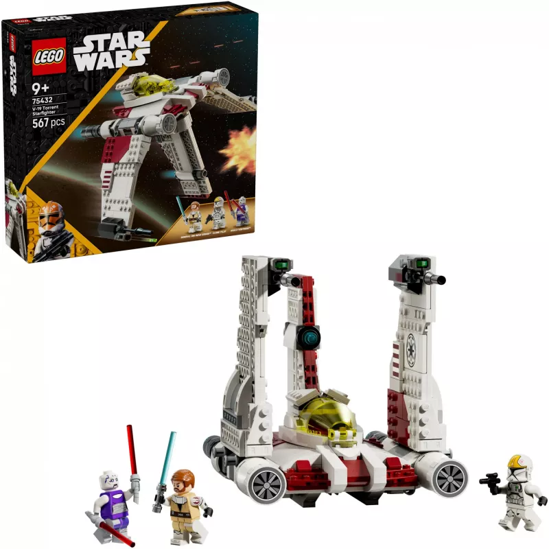 LEGO Star Wars V-19 Torrent Fighter 75432 konstruktors — 567 gab., 3 minifigūras, izstādes un rotaļu modelis