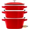Staub La Cocotte apaļa čuguna kastroļveida cepamtrauks -- KOMPLEKTS NO 3 GABALIEM