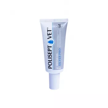 Brūču želeja JM Sante Polisept Vet Silver Pro 30 ml — vietēja brūču kopšana suņiem un kaķiem, 30 ml tūbiņa