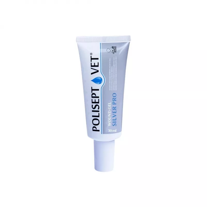 Brūču želeja JM Sante Polisept Vet Silver Pro 30 ml — vietēja brūču kopšana suņiem un kaķiem, 30 ml tūbiņa