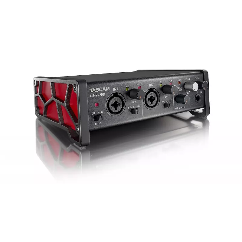 Audio saskarne Tascam US-2X2HR, 2 x XLR/kombinētās ieejas, 192 kHz, USB 2.0, MIDI ieeja/izeja, darbvirsmas, melna