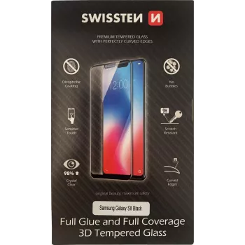 Rūdīta 3D pilnas līmēšanas ekrāna aizsargs SWISSTEN Samsung Galaxy S8 — melns