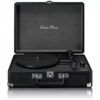 Belt-drive atskaņotājs Lenco TT-115 Melns — portatīvs koferīša formāta skaņuplašu atskaņotājs, Bluetooth 5.0, USB ierakstīšana, 33/45/78 RPM