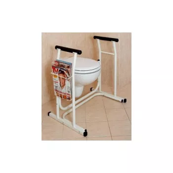 Toaletes sēdeklis SUNDO 15800 ar avīžu turētāju, tērauda rāmi, neslīdošu virsmu, maks. 114 kg, 485×665×755 mm