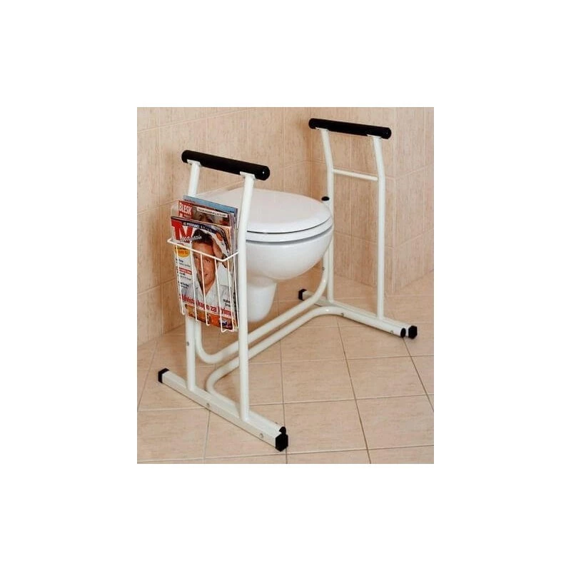 Toaletes sēdeklis SUNDO 15800 ar avīžu turētāju, tērauda rāmi, neslīdošu virsmu, maks. 114 kg, 485×665×755 mm