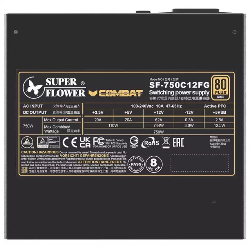 Barošanas bloks Super Flower Combat FG 750 vati, ATX 3.1, modulārs