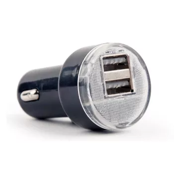 Auto lādētājs Gembird EG-U2C2A-CAR-02, 12–24 V ieeja, 5 V/2,1 A izeja, 2 × USB 2.0, melns