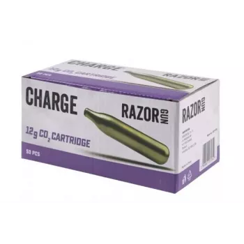CO2 cartridges RazorGun 12 g — box of 50, compressed gas, silver