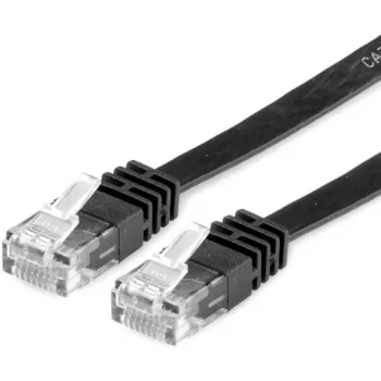 VALUE - Tīkla kabelis - RJ-45 (V) uz RJ-45 (V) - 5 m - UTP - CAT 6a - bez halogēna, formēts, plakans - melns (21.99.0825)