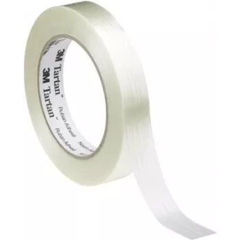 Armēta līmlente 3M Tartan KT-0000-4032-1 — 50 m x 25 mm, caurspīdīga, divasu stiegrojums