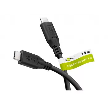 Goobay USB-C™ kabelis, USB4™, 100 W, 20 Gbit/s, Power Delivery, 2 m, melns | Goobay