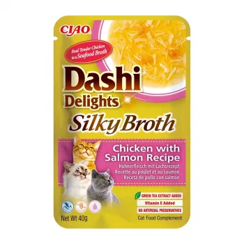 INABA CAT Dashi Delights Silky Broth vistas gaļa ar lasi – kaķu kārums – 40g